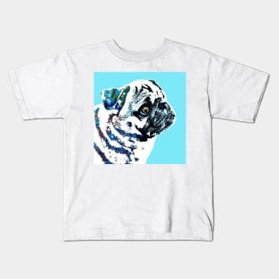 Pug Dog 166 blue Kids T-Shirt